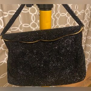 Walborg Black Hand Beaded Evening Bag